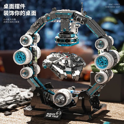 1196PCS Magnetic Levitation Millennium Falcon Spaceship Building Blocks Creative Desktop Decor Assembly Model Gift For Boys