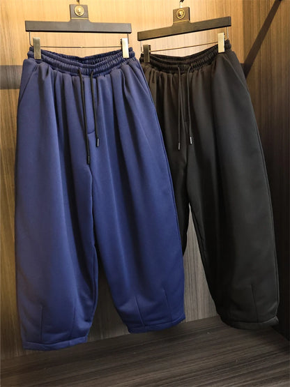 Waterproof Inner  Cotton Pants over 500g Men's Winter Straight Leg Warm Trousers Fashionable Long Pants Casual Pure Color