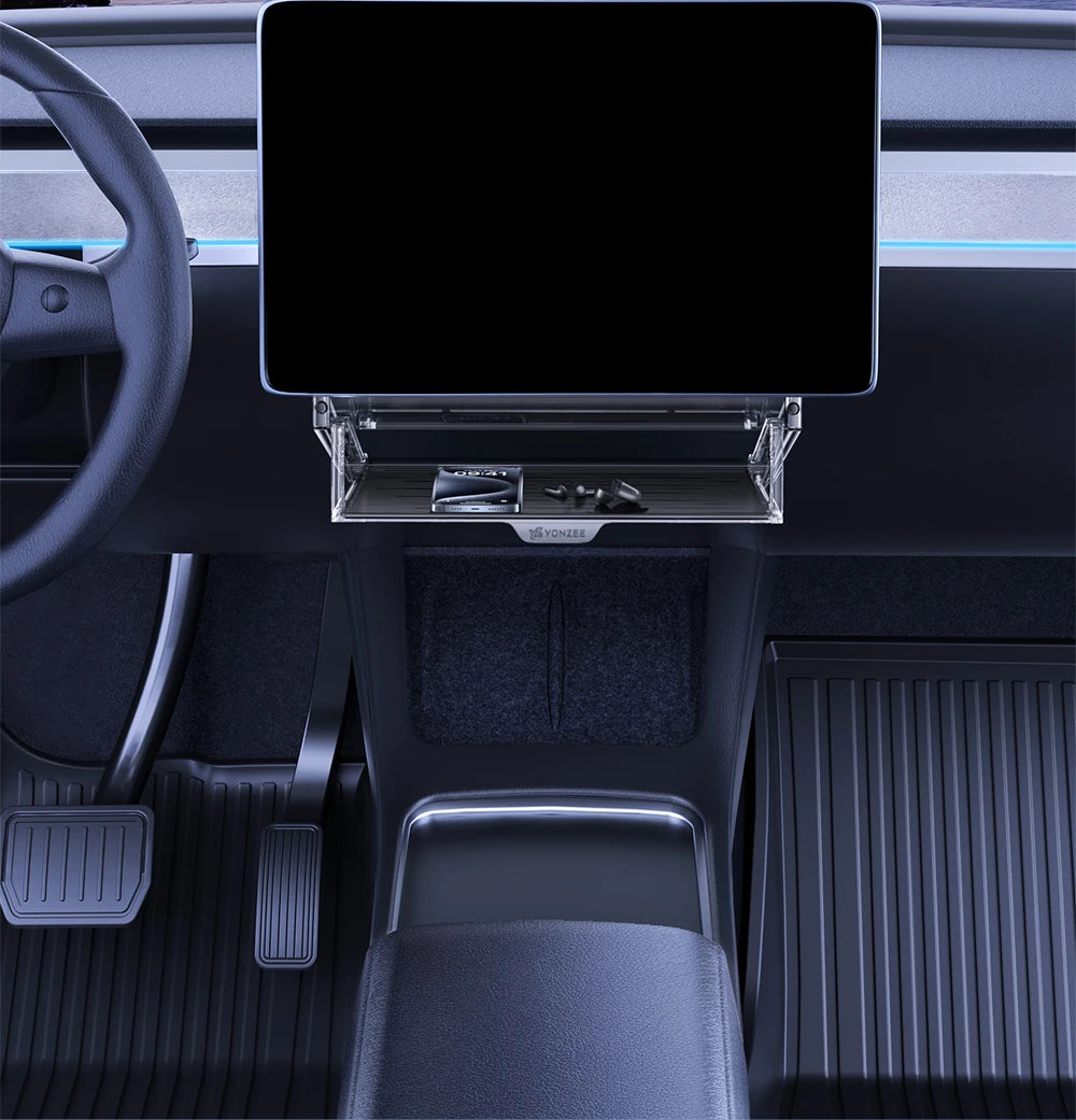 YZ For 2021-2026 Tesla Highland Model 3/Y/YL Juniper Tray Magnetic Under Screen Hidden Storage Box Magnetic Hidden Screen Box