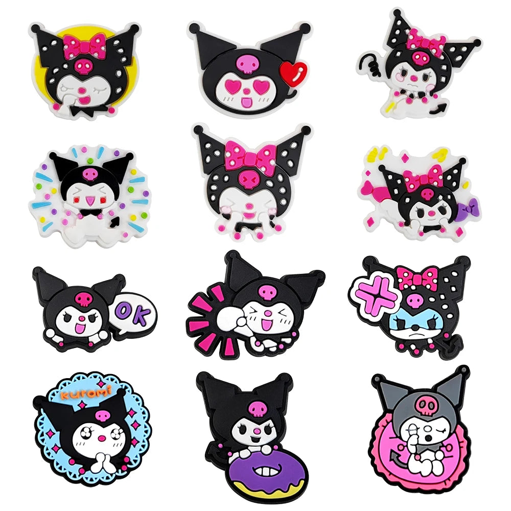 6-66PCS Cartoon Kuromi Shoe Charm Mix Wholesale PVC Decor Buckle Sandal Clog Bag Wristband Detachable Waterproof To X-MAS Gift