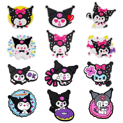 6-66PCS Cartoon Kuromi Shoe Charm Mix Wholesale PVC Decor Buckle Sandal Clog Bag Wristband Detachable Waterproof To X-MAS Gift