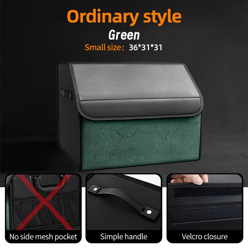 Car Suede Trunk Organizer Large Capacity Leather Foldable Storage Box Portable Multifunctional Tool Organizer Car Accessories