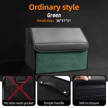 Car Suede Trunk Organizer Large Capacity Leather Foldable Storage Box Portable Multifunctional Tool Organizer Car Accessories