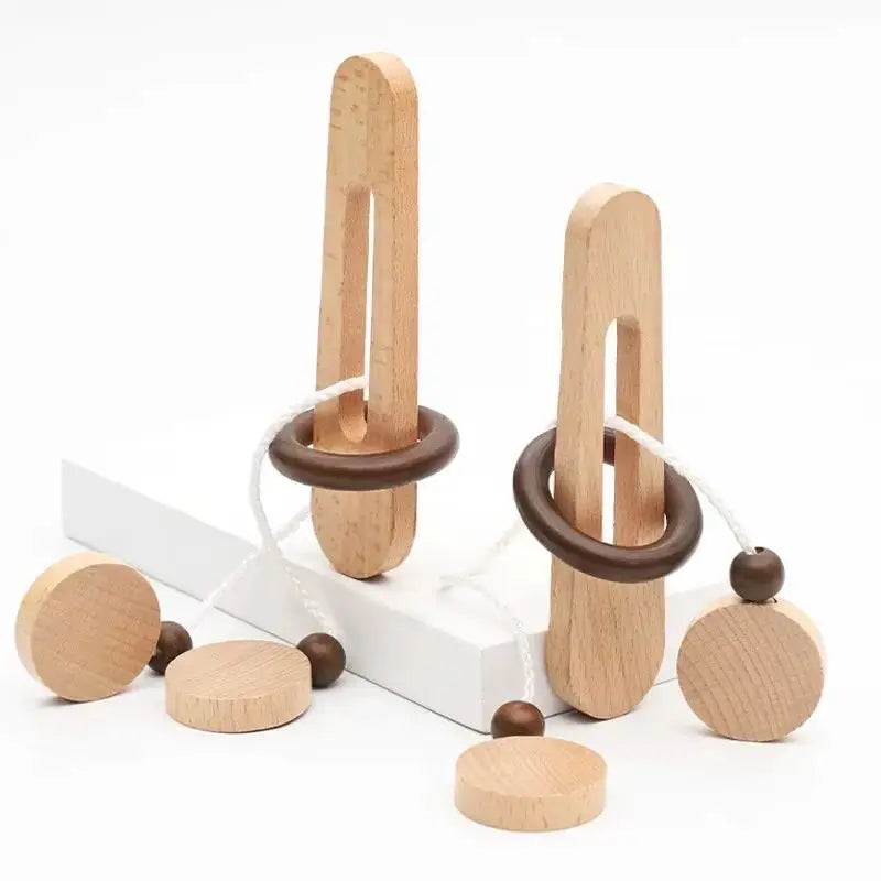 3D Wooden Interlocking Ring Puzzle Logic Spatial Thinking Training Brain Teaser Game Focus Desktop Toy for Adults and Hobbyists