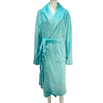 ex Thi Coral Fce Robe Long Flannel Pajamas Autumn Winter Home Clothes Air Conditioning Morning Gown Couple Pyjamas