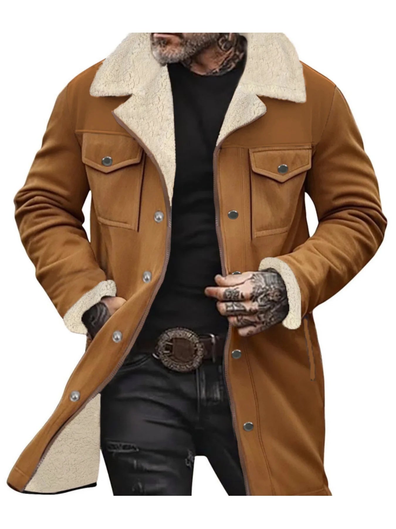 Warm Trech Men's Winter Trench Coat Windproof Fleece Lined EU Fit Street to Office Mans Wear