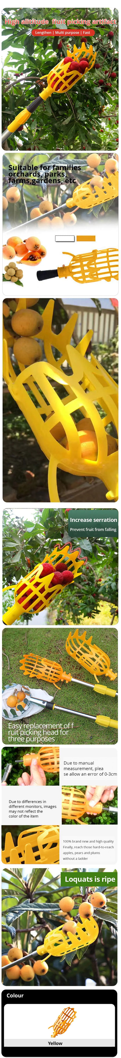 Farm Garden Picking DeviceGarden Tools Deep Basket Fruit Picker Head Convenient Fruit Catcher Apple Peach Picking