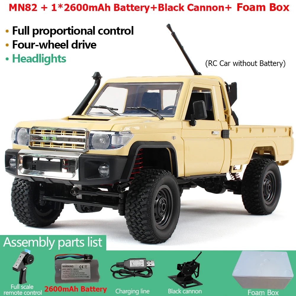 MN82PRO MN82 1/12 RC Car 4WD 2.4G Remote Control Car Simulation Classic All-terrain Off-road LED Light RC Truck Toys As Kid Gift