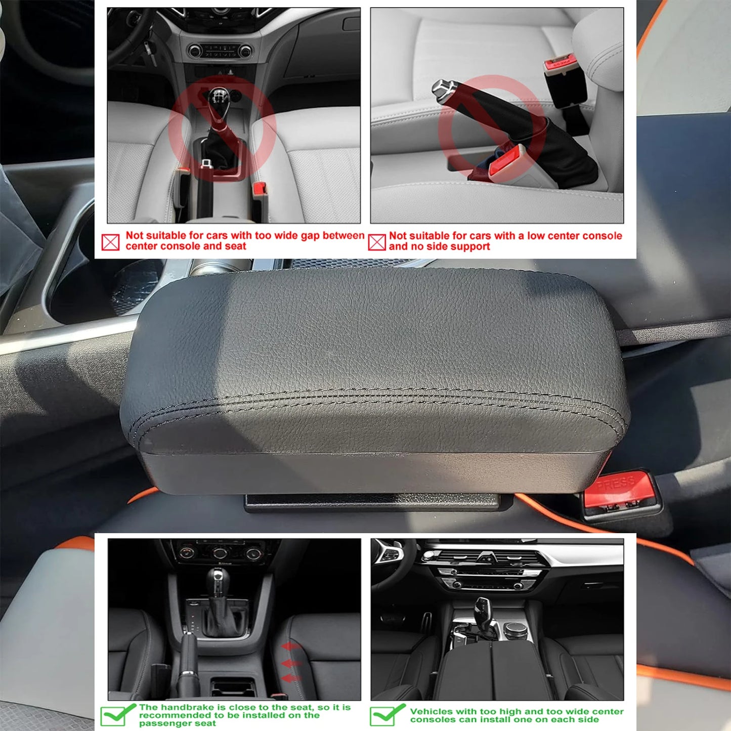 Car Armrest Box Adjustable Elbow Support Seat Gap Organizer Cushion Fit Cars SUV Truck Ergonomic Comfort Drive