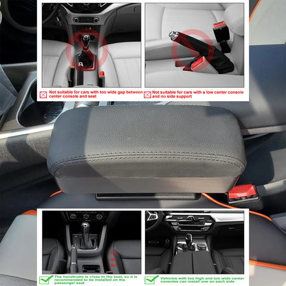 Car Armrest Box Adjustable Elbow Support Seat Gap Organizer Cushion Fit Cars SUV Truck Ergonomic Comfort Drive