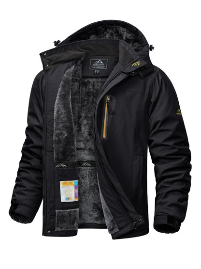TACVASEN Winter Heavyweight Fleece Lined Parka Waterproof Men Ski Snowboard Jackets Windproof Removable Hoodie Coats Windbreaker