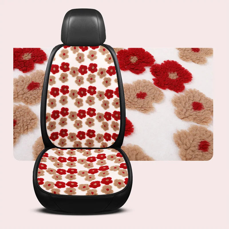 Winter Lamb Wool Car Seat Cushion Three-dimensional Flower Cute Women's Car Seat Cover Anti Slip Breathable Car Interior 2025