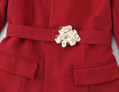 European and American style 2026 spring new women's clothing irregular belt buckle herringbone diagonal suit skirt set