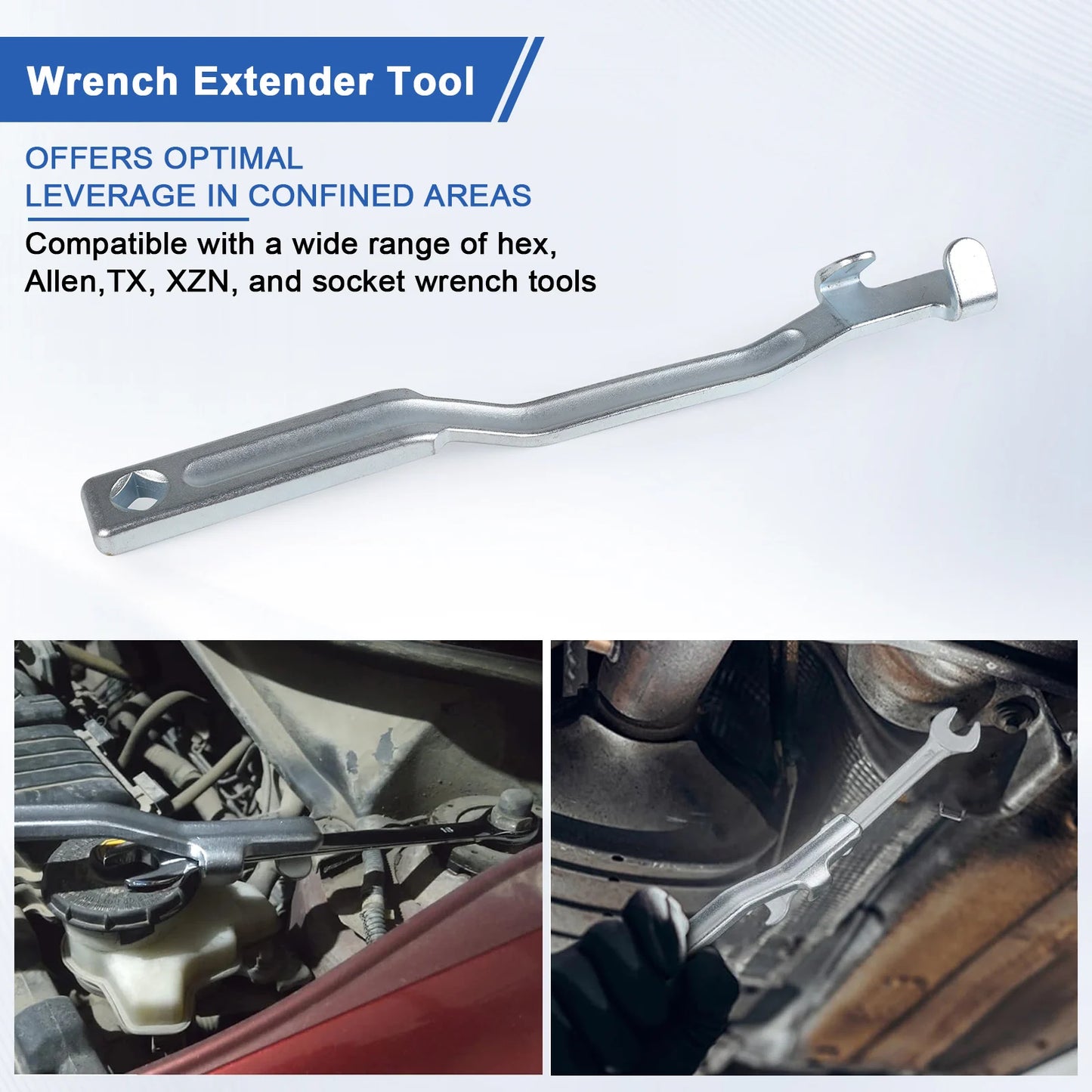 Universal Wrench Extender Tool Bar Adapter With 1/2" Hole Drive Breaker Bar Accessory For Mechanics Automotive Repairs Extension