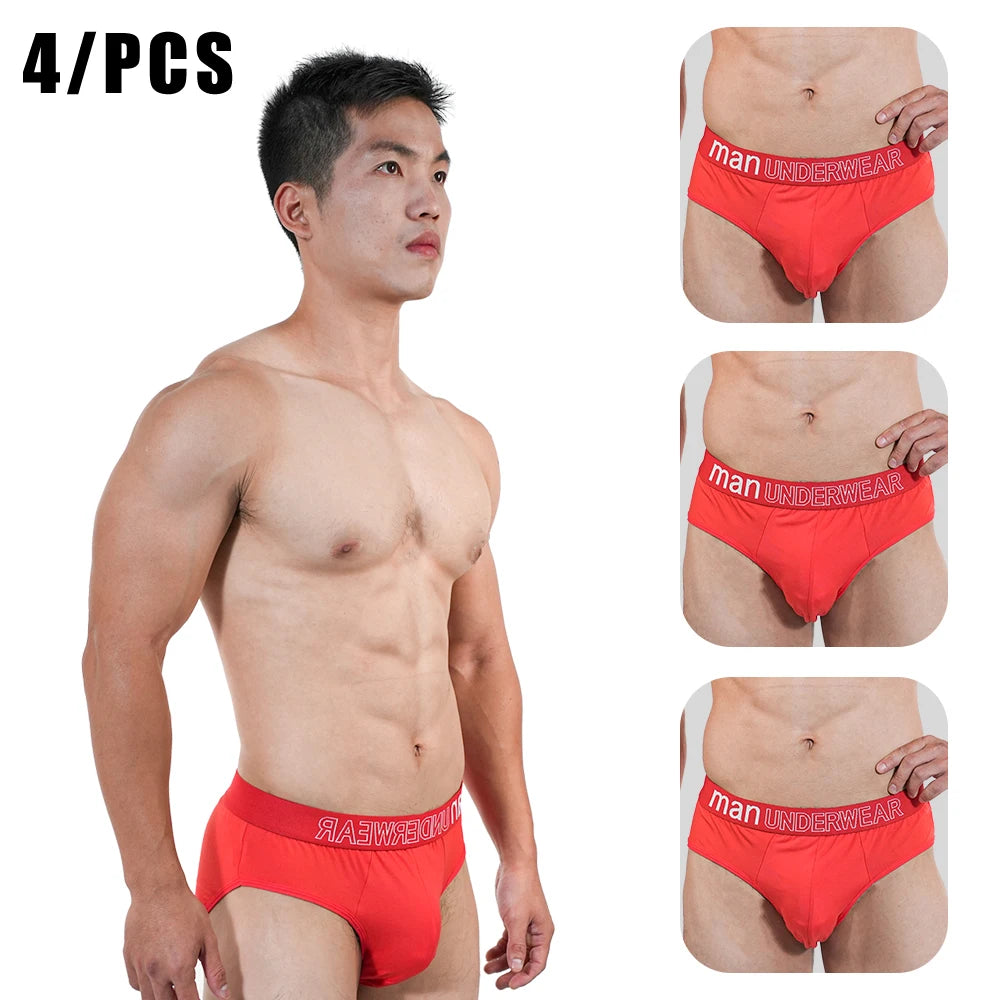 4pcs Mens Briefs Underpants Loose Plus Size Briefs Mid Waist Black Gray Sports Underwear Heavyweight Boys Breathable Panties 6XL