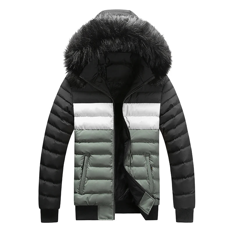 Male Winter Parkas Hooded Removable New Color Blocked Jacket Down Jacket Men High Quality Casual Thick Warm Down Jacket Coat