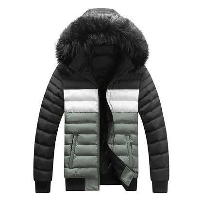 Male Winter Parkas Hooded Removable New Color Blocked Jacket Down Jacket Men High Quality Casual Thick Warm Down Jacket Coat