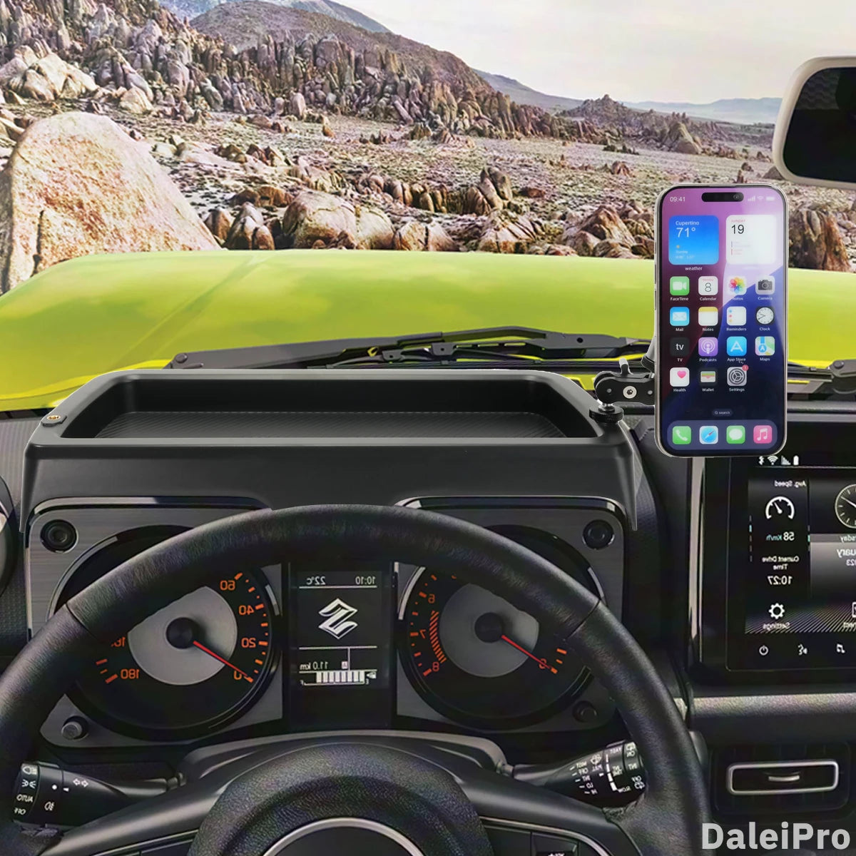 Double Car Phone Holder With Storage Box Base Magsafe Wireless Charger Phone Mount For Suzuki Jimny 2018-2024 2025 JB64 JB74