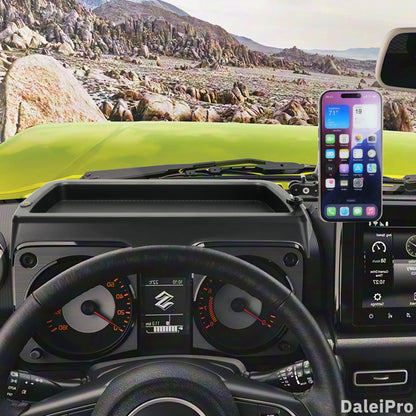 Double Car Phone Holder With Storage Box Base Magsafe Wireless Charger Phone Mount For Suzuki Jimny 2018-2024 2025 JB64 JB74