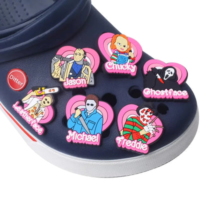 4-100pcs Halloween Pink Ghost Classic PVC Shoes Charm Alligator Charm Accessories Fit Bracelet Boys Girl Xmas party gifts
