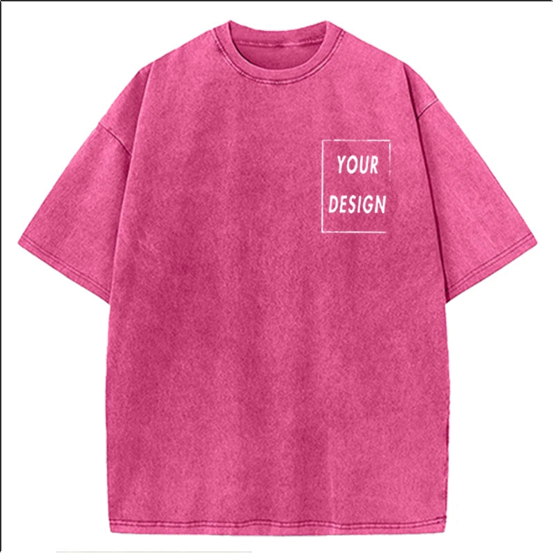 Men's and Women's Cotton Washed T-Shirt Custom Printed T-Shirt 230G Top DIY Your Favorite Pattern or Logo Fashionable Custom Top