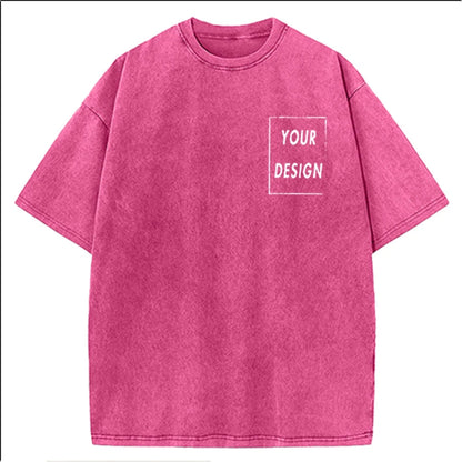 Men's and Women's Cotton Washed T-Shirt Custom Printed T-Shirt 230G Top DIY Your Favorite Pattern or Logo Fashionable Custom Top