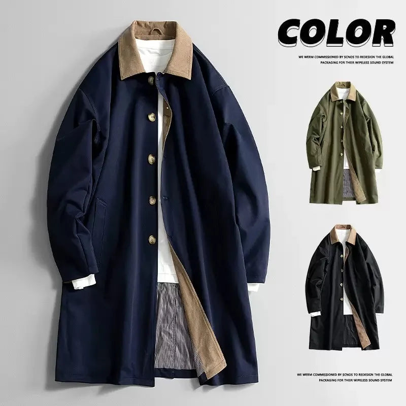 Autumn and Spring New Fashion Trend Windproof Warm Long Trench Coat Men's Casual Loose Sports Plus Size High-grade Jacket L-8XL