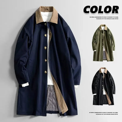 Autumn and Spring New Fashion Trend Windproof Warm Long Trench Coat Men's Casual Loose Sports Plus Size High-grade Jacket L-8XL