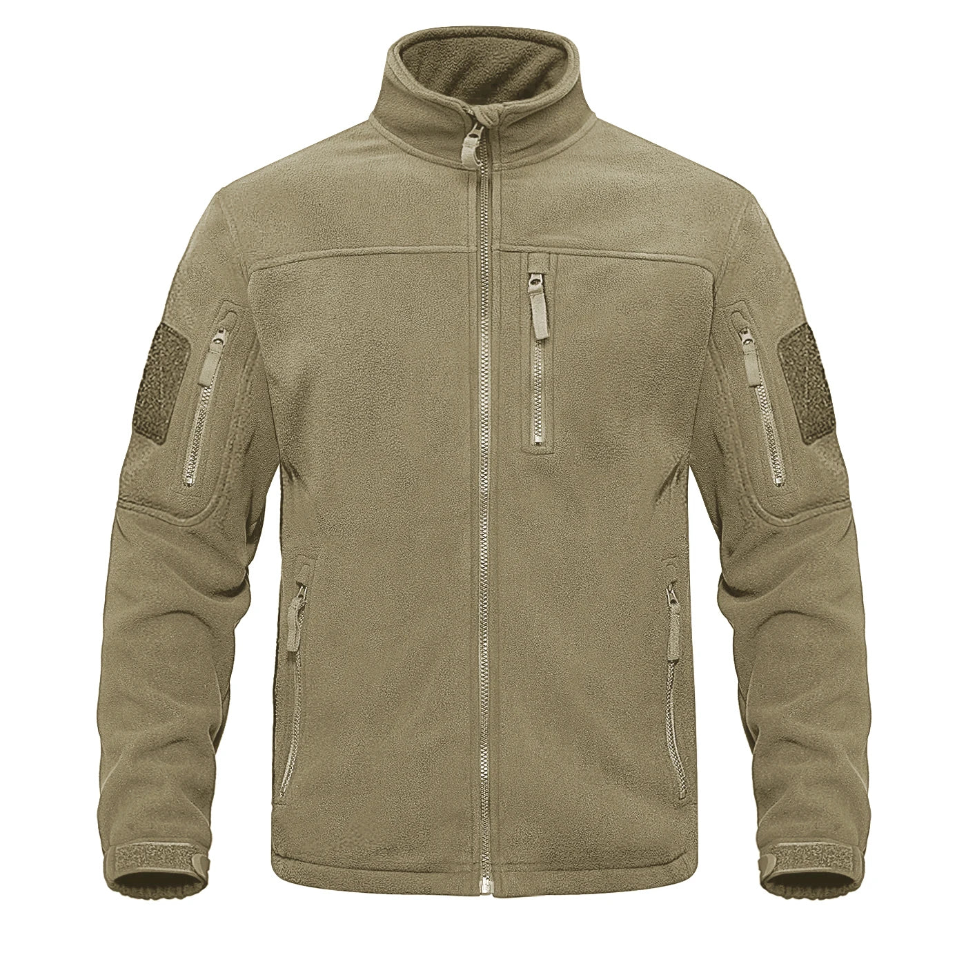 TACVASEN Full Zip Up Green Fleece Jacket Thermal Warm Work Coats Mens Zipper Pockets Jacket Hiking Training Outwear Windbreaker