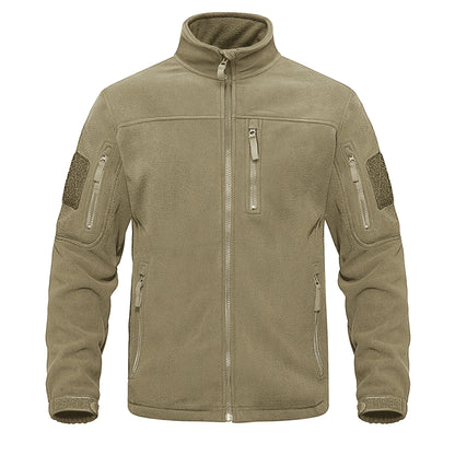 TACVASEN Full Zip Up Green Fleece Jacket Thermal Warm Work Coats Mens Zipper Pockets Jacket Hiking Training Outwear Windbreaker