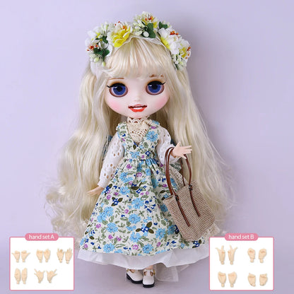 ICY DBS Blyth doll 30cm white skin, curly hair, matte face, various styles of nude dolls and other options, suitable for gift