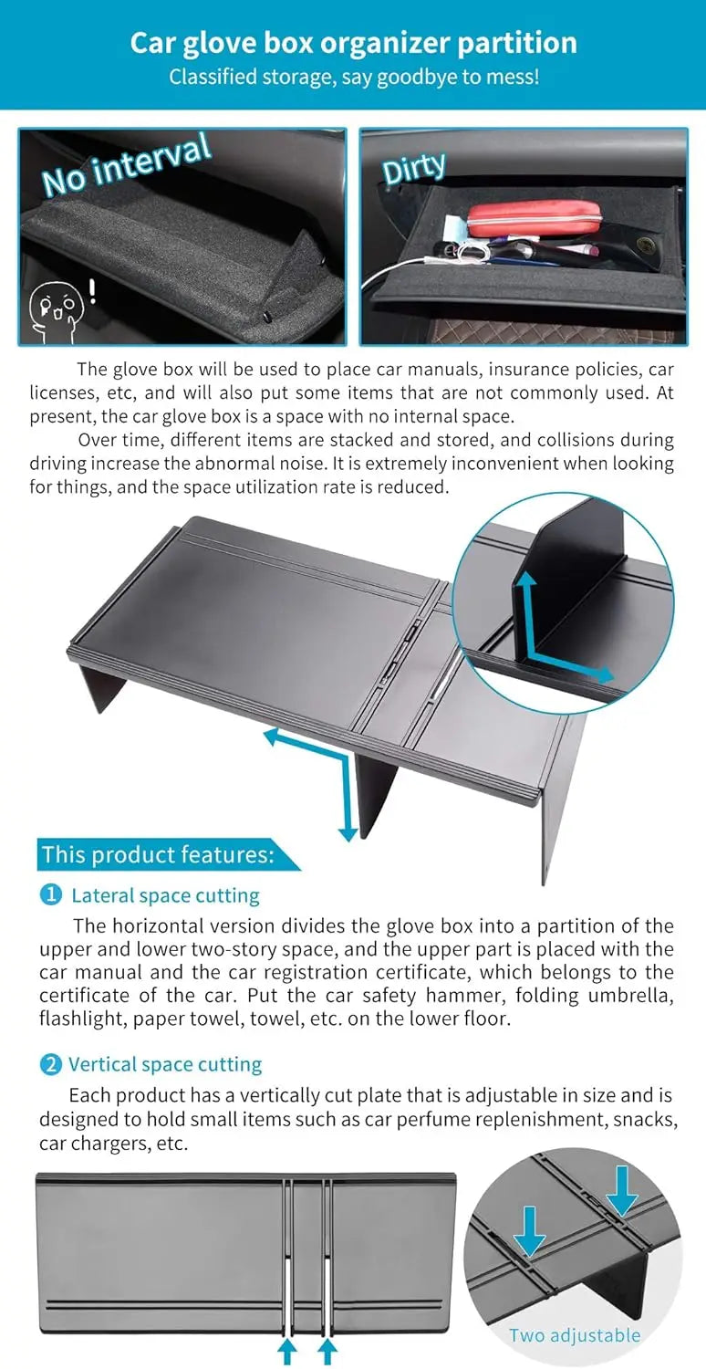 For Toyota Land Cruiser Prado LC150 J150 FJ150 2010-2018 Car Glove Compartment Organizing Divider Organizer Prado Storage Box