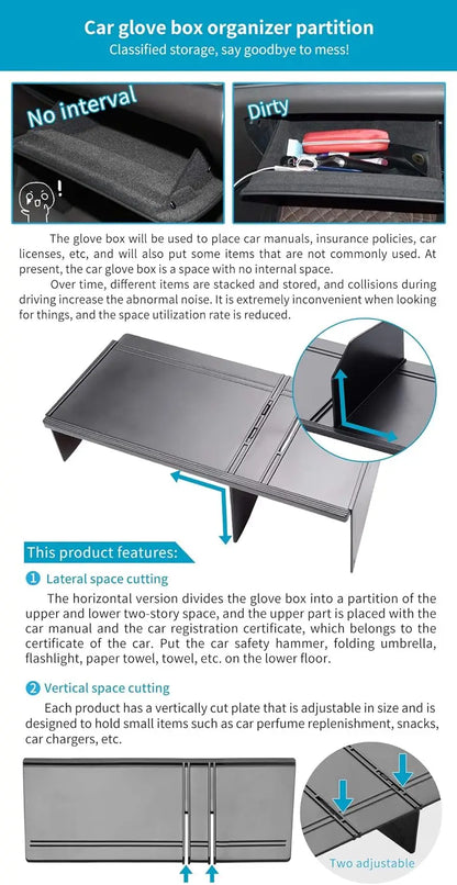 For Toyota Land Cruiser Prado LC150 J150 FJ150 2010-2018 Car Glove Compartment Organizing Divider Organizer Prado Storage Box