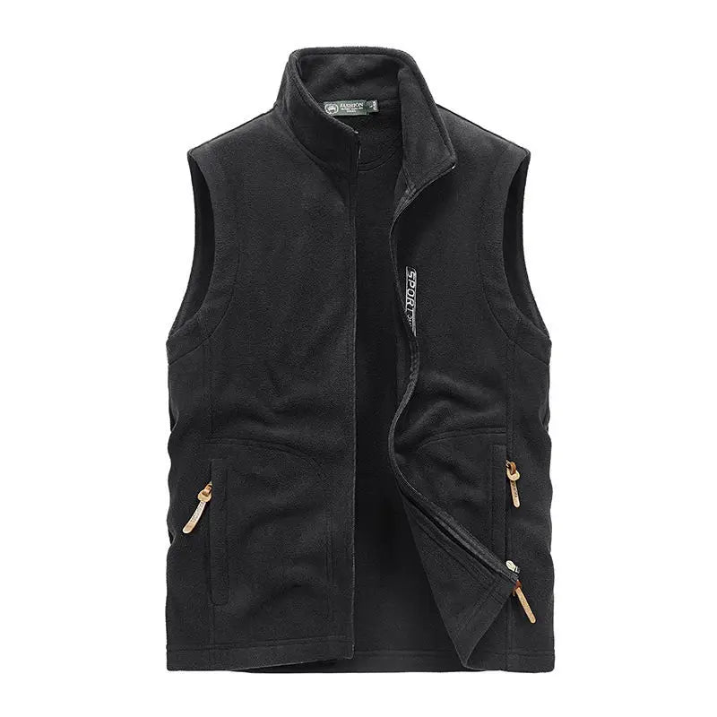Autumn men's outdoor casual plus size fleece vest men's fleece warm and fashionable stand collar