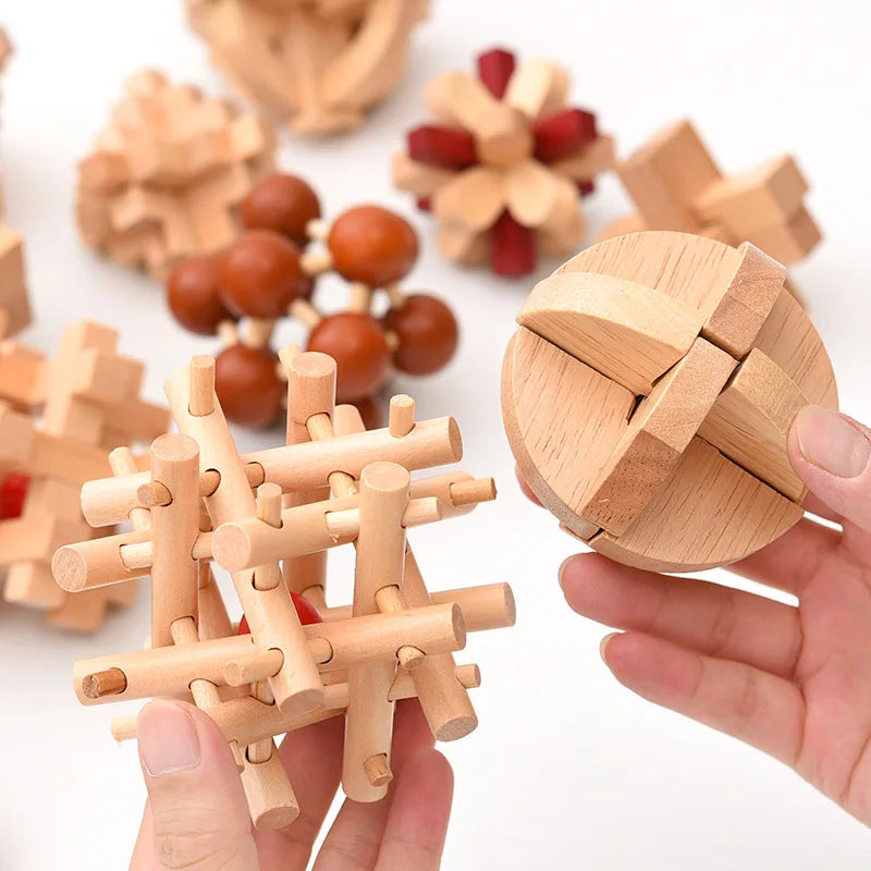 6PCS Set Wooden Brain Teaser Puzzle Cube Educational Toys for Kids And Adults Assembly & Disentanglement Puzzles IQ Challenge