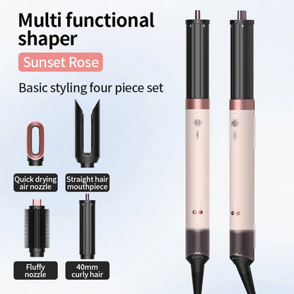 Professional 6 in 1 Cold Hot Air Styling Brush Hair Dryer Curling Iron Straightener Flat Iron 1700W Fast Dry Voluminous Waves