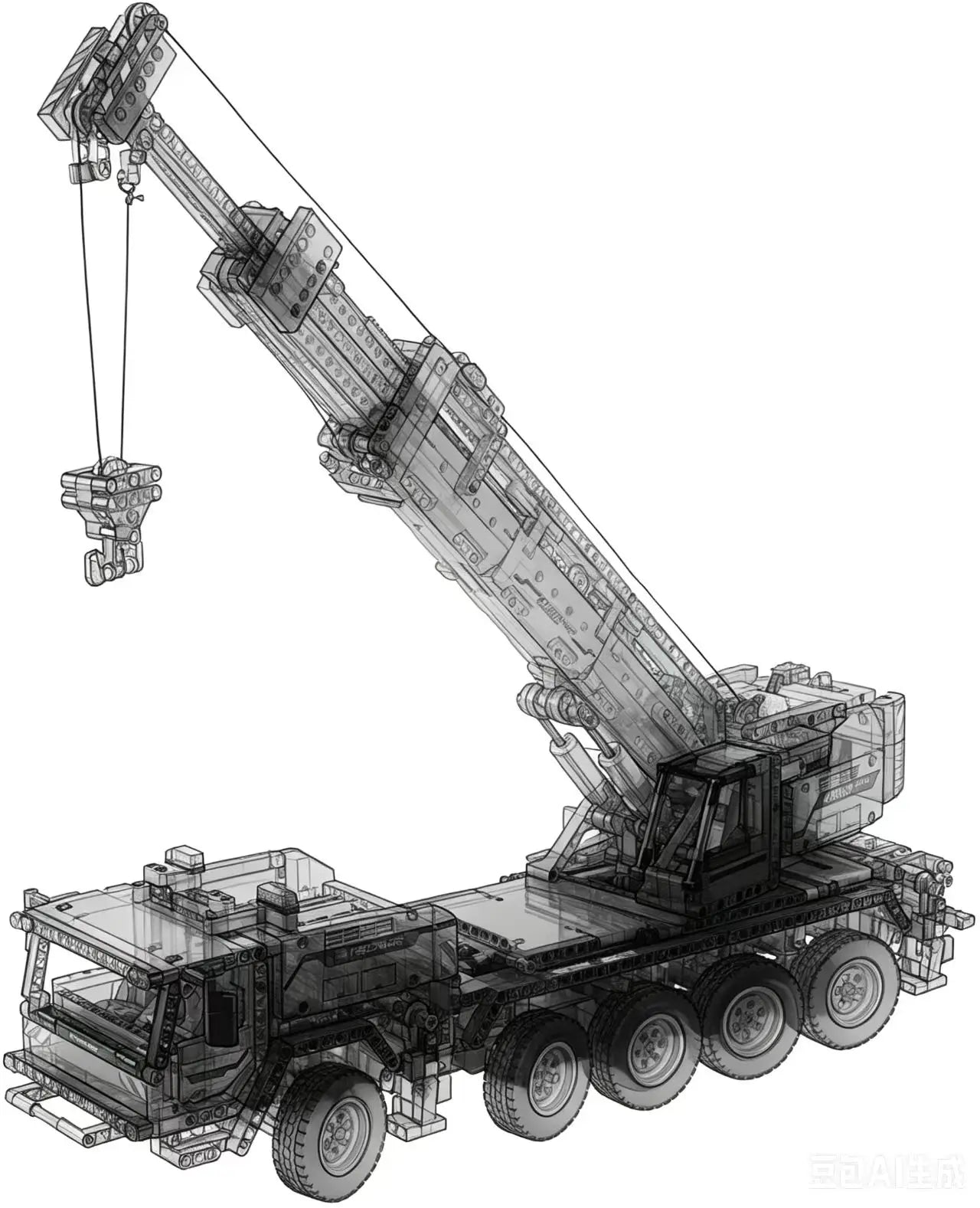 2606pcs Classic Engineering Vehicle Motor Power Mobile Crane Mk II Fit 90004 Model Building Blocks Kits Toys Birthday Gifts