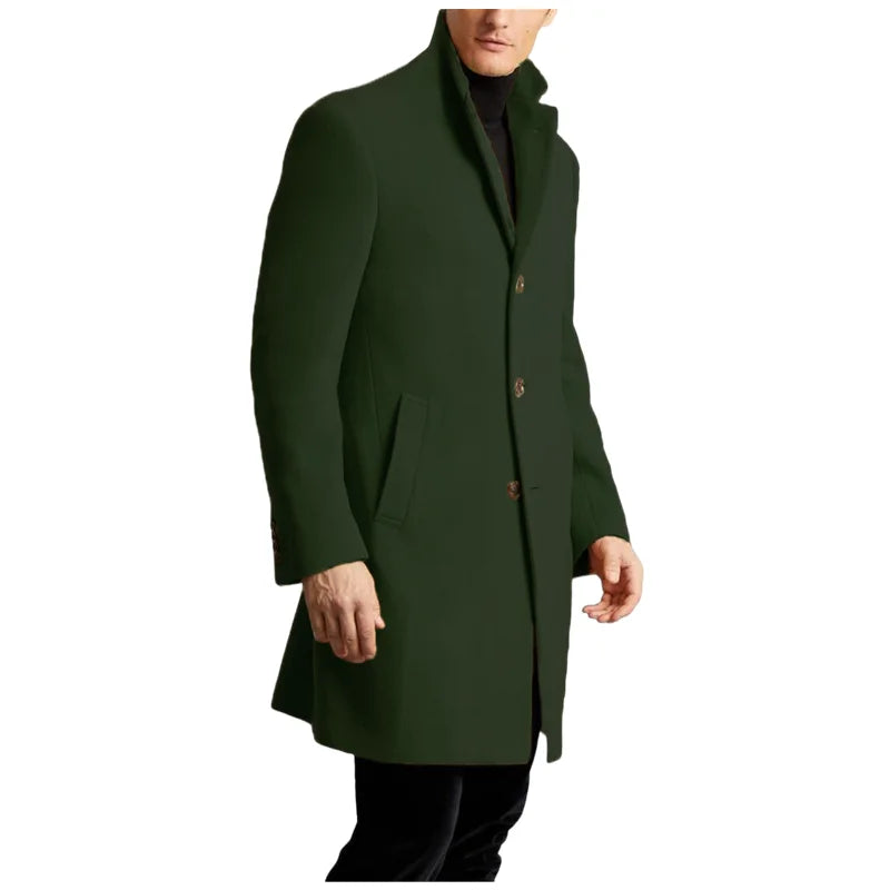 Men's Coat Lined Autumn Winter New Jackets Man Long Clothes Jacket England British Style Wool  Lapel Outerwear EU Size M-XXL