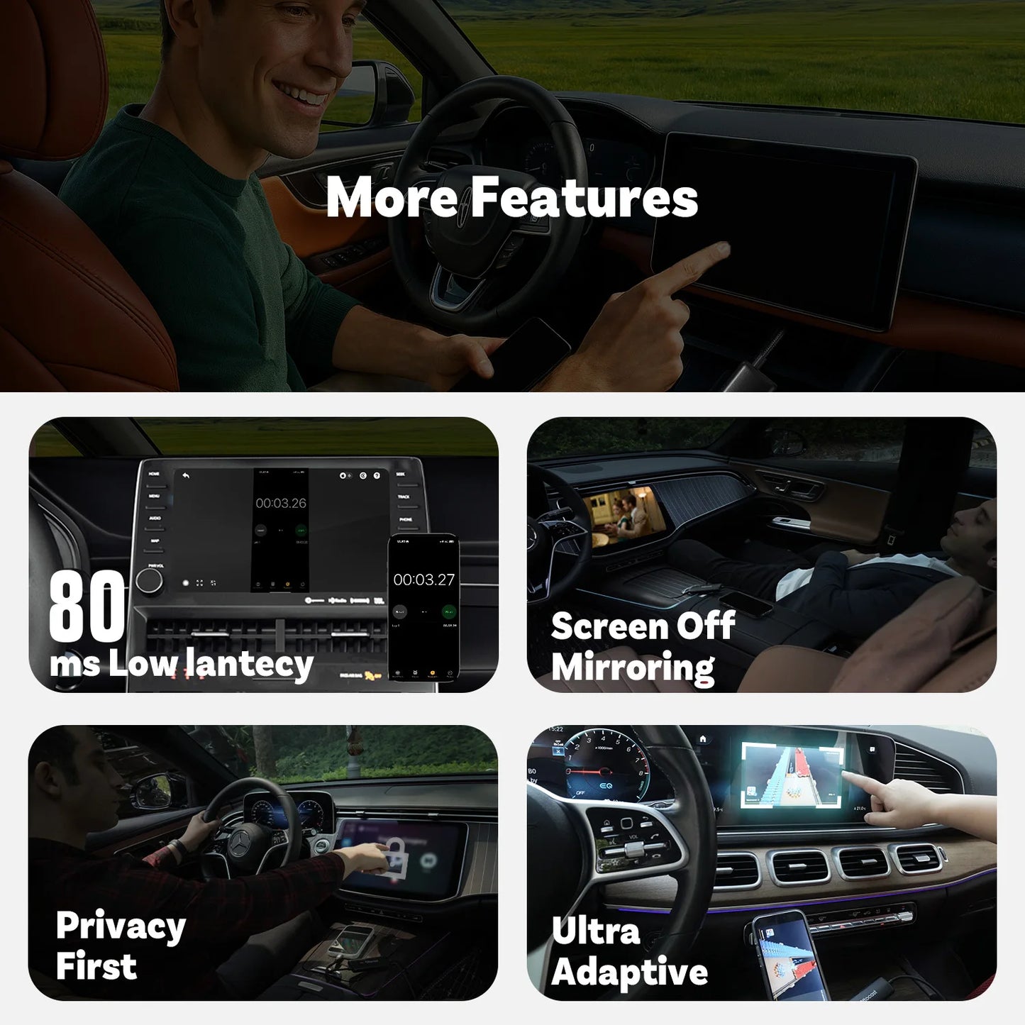 Ottocast Mirror Touch Wireless CarPlay Adapter Bi-Directional Control Dongle for iOS & Android Video Box For Benz Audi Toyota VW
