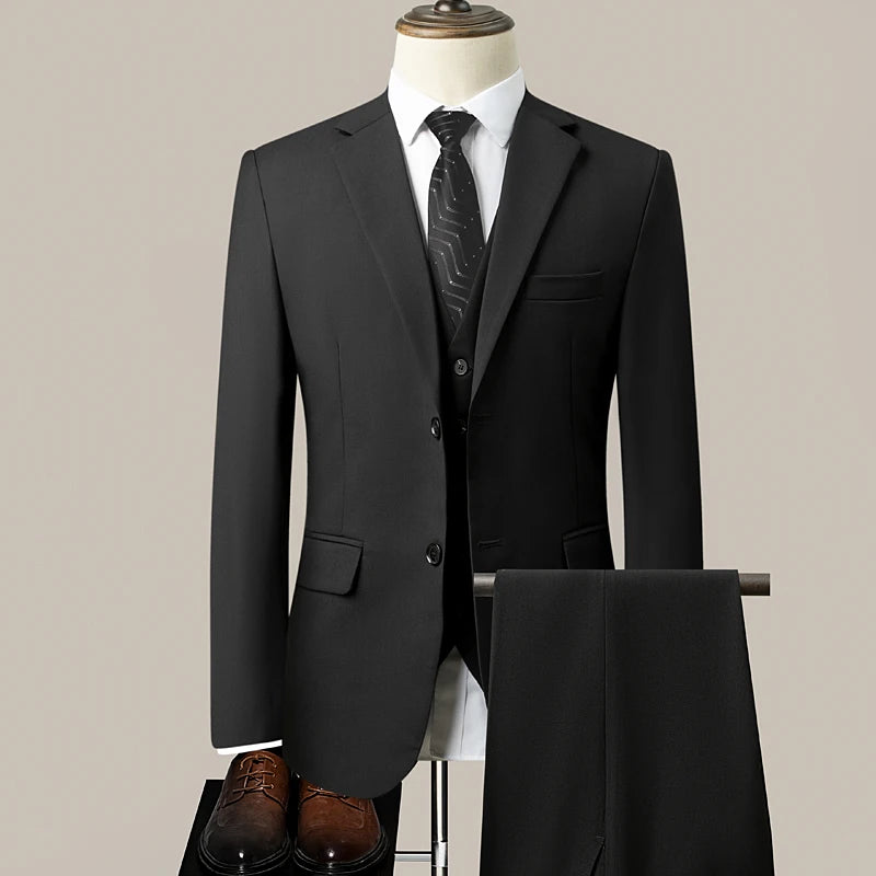 Newly upgraded fabric men's formal wear, gentlemanly demeanor, business style, wedding dress, formal three-piece suit, 6XL