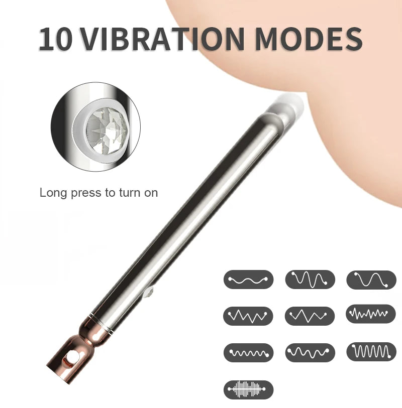 Necklace Bullet Vibrators Rechargeable Portable Stainless Steel Sliver Vibrating Pendant Massager Discreet Sex Toys For Women