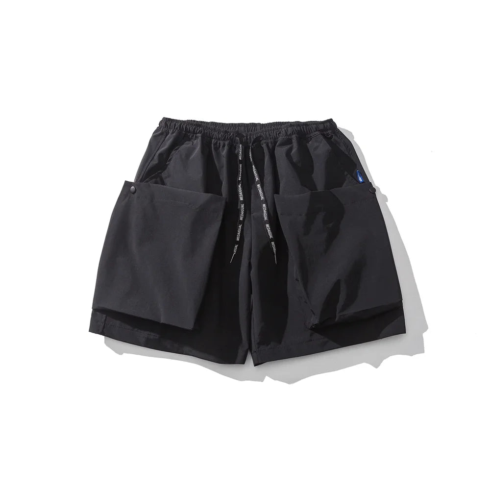 Summer Korean Trendy Big Pocket Cargo Shorts Men Clothing Japanese Streetwear High Quality Nylon Casual Baggy Pants Harajuku