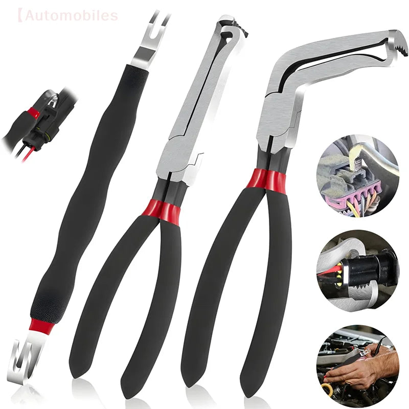 8" 60-Degree Electrical Disconnect Pliers For Automotive Connectors & Sensors - Angled Wire Plug Removal Tool