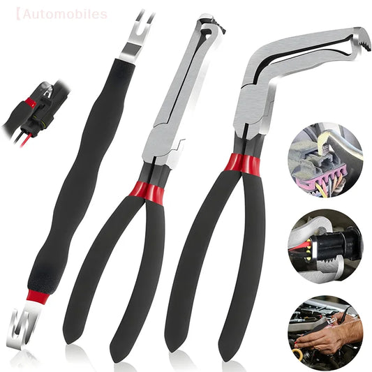 8" 60-Degree Electrical Disconnect Pliers For Automotive Connectors & Sensors - Angled Wire Plug Removal Tool
