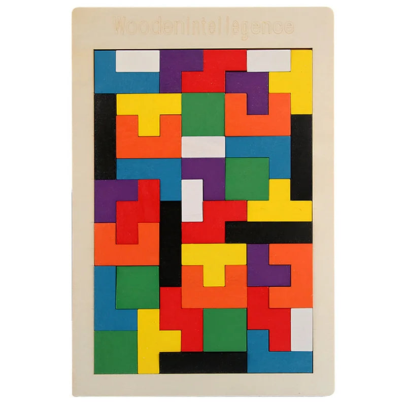 Natural Wood Tetris Block Puzzle Tactile Fidget Logical Training Stress Relief Desktop Brain Leisure Decor Holiday Present