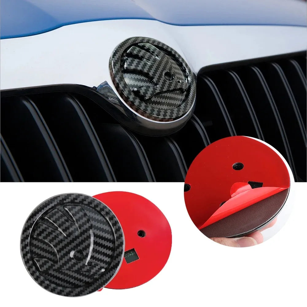 80/90/100MM Car Hood Bonnet Front Grille Rear Trunk Badges Sticker For Skoda S Skoda Fabia Kamiq Karoq Octavia A5 A7 Rapid Scala