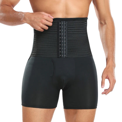 Body Shapewear for Men Tummy Control Waist Trainer Shorts Slimming Hi-Waist Boxer Compression Shaper Underwear Padded Buttock