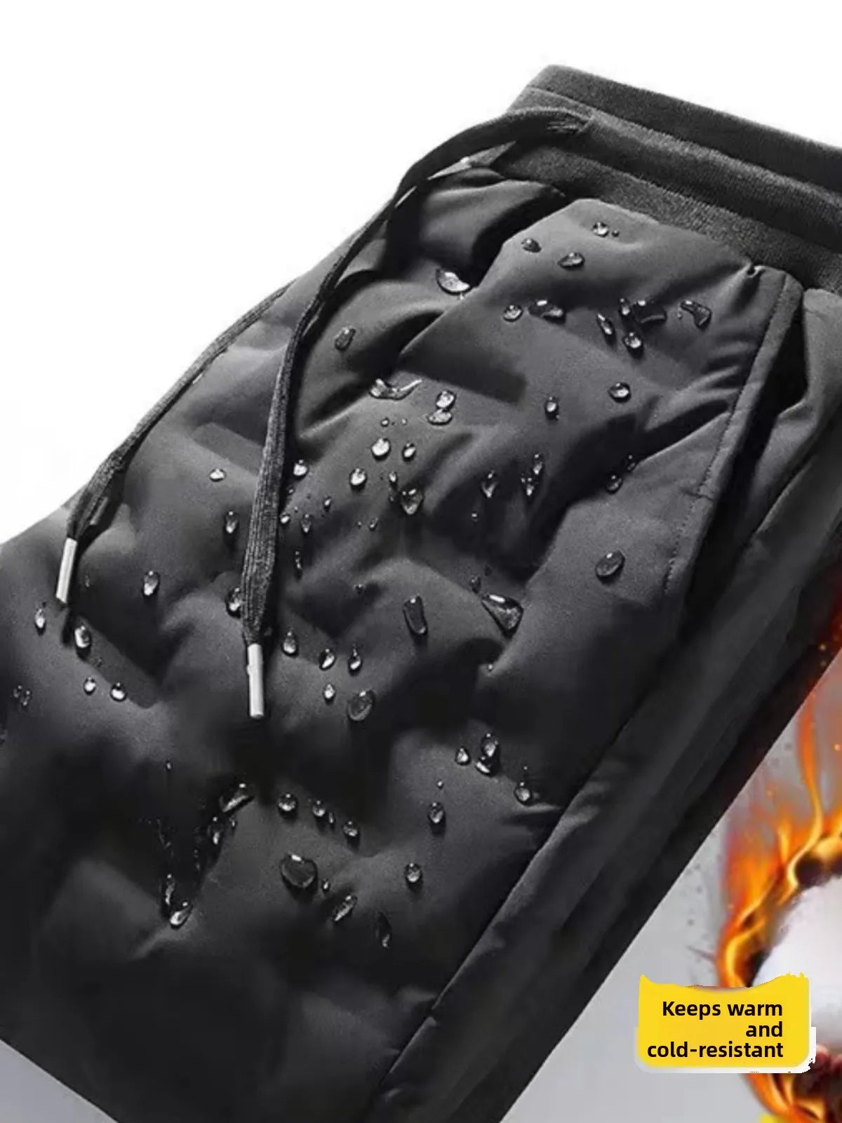 Thickened Lamb Velvet Men's Winter Outdoor Wear Windproof Coldproof Fleece Lined Pants Large Size Warm Waterproof down Cotton...