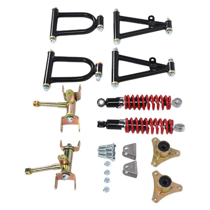 Front Suspension Arm Kit High Strength Enhanced Stability Comfort Upper and Lower Swingarm and Suspension Shock Kit for ATV Quad