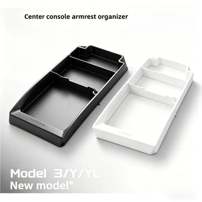 For Tesla New Model 3 Highland / Model Y /YL Center Console Armrest Storage Tray Organizer Box ABS Interior Accessories